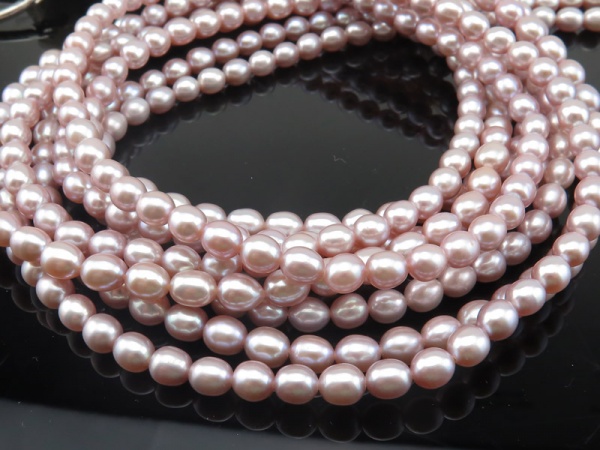 Freshwater Pearl Rose Rice Beads 6.5mm ~ 16'' Strand