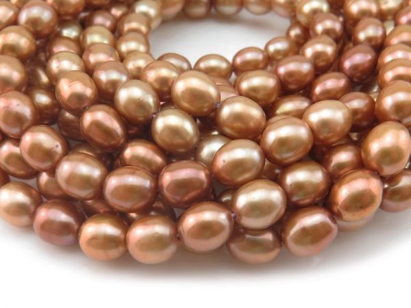 Freshwater Pearl Copper Gold Rice Beads 10-11mm ~ 16'' Strand