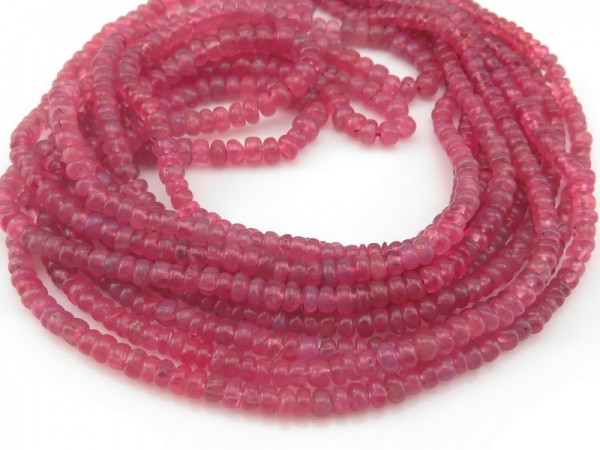AA Red Spinel Smooth Rondelles 3-4.25mm ~ 16.5'' Strand