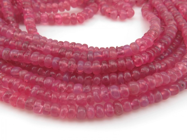 AA Red Spinel Smooth Rondelles 3-4.25mm ~ 16.5'' Strand