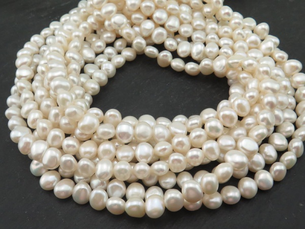 Freshwater Pearl Ivory Cross Drilled Beads 8-8.5mm ~ 16'' Strand