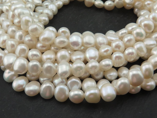 Freshwater Pearl Ivory Cross Drilled Beads 8-8.5mm ~ 16'' Strand