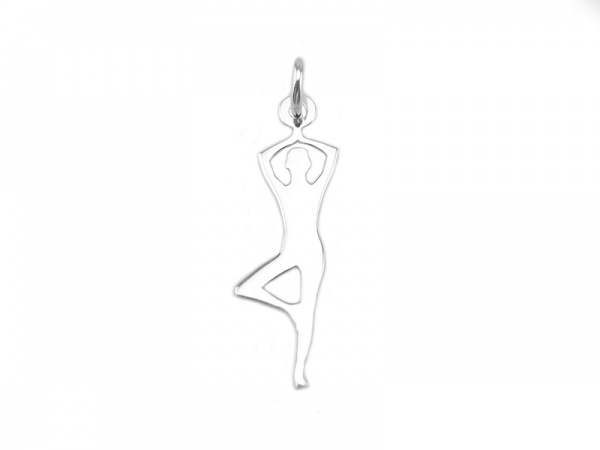 Sterling Silver Yoga Pose Pendant 22mm
