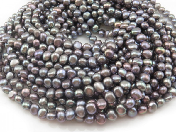 Freshwater Pearl Grey Cross Drilled Beads 8mm ~ 16'' Strand