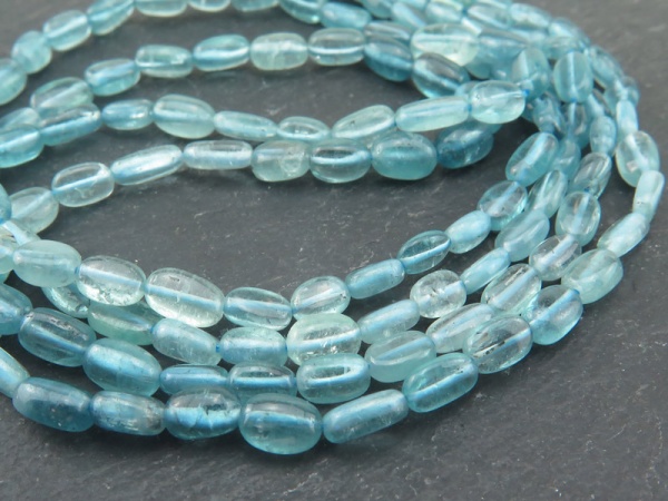 AA Blue Tourmaline Smooth Oval Beads 5-6mm ~ 16'' Strand