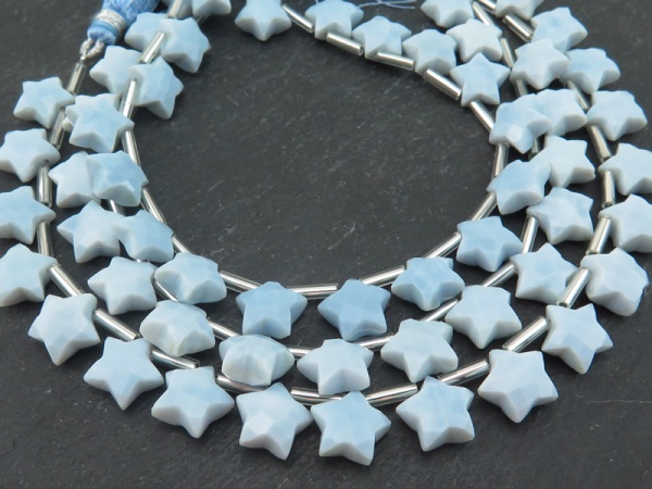 AA Blue Opal Faceted Star Briolettes 10-11mm ~ 8'' Strand