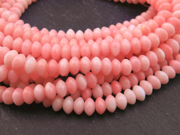 Pink Bamboo Coral Smooth Rondelles 5mm ~ 16'' Strand