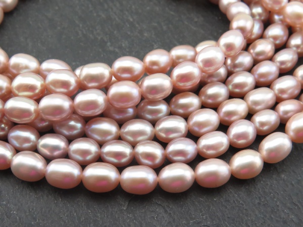 Freshwater Pearl Rose Rice Beads 6.5-7mm ~ 16'' Strand