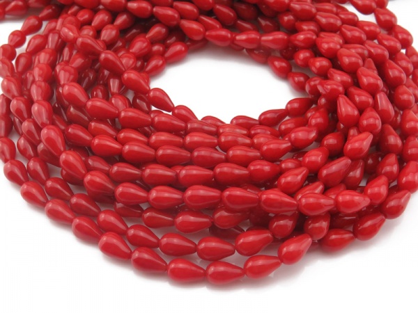 Bamboo Coral Teardrop Beads 8mm ~ 16'' Strand