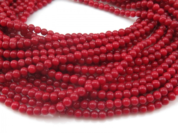 Red Bamboo Coral Smooth Round Beads 3mm ~ 16'' Strand