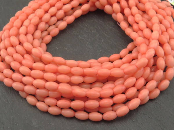 Salmon Pink Bamboo Coral Smooth Barrel Beads 7mm ~ 16'' Strand