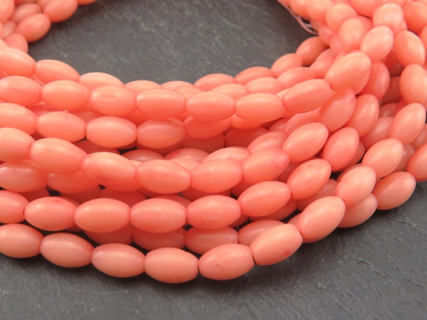 Salmon Pink Bamboo Coral Smooth Barrel Beads 7mm ~ 16'' Strand