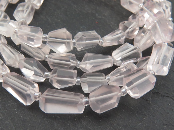 AA Rose Quartz Faceted Nugget Beads 8.5-12mm ~ 8'' Strand