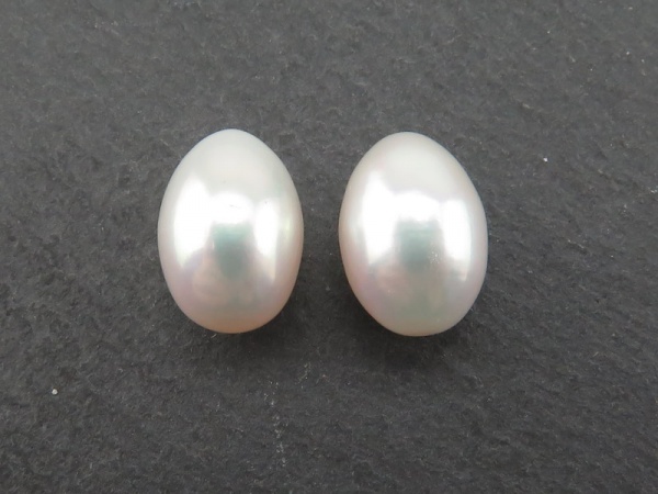 Freshwater Pearl Ivory Teardrop 11mm ~ Undrilled ~ PAIR