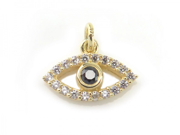 Gold Vermeil Evil Eye Charm 13mm