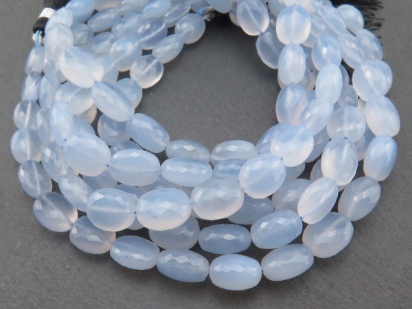 AAA Chalcedony Faceted Oval Beads 9-11mm ~ 8.5'' Strand