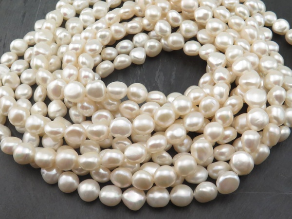 Freshwater Pearl Ivory Cross Drilled Beads 12-13mm ~ 16'' Strand
