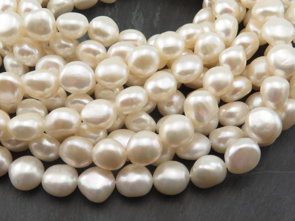 Freshwater Pearl Ivory Cross Drilled Beads 12-13mm ~ 16'' Strand