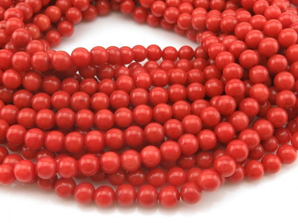 Bamboo Coral Smooth Round Beads 5.25mm ~ 16'' Strand