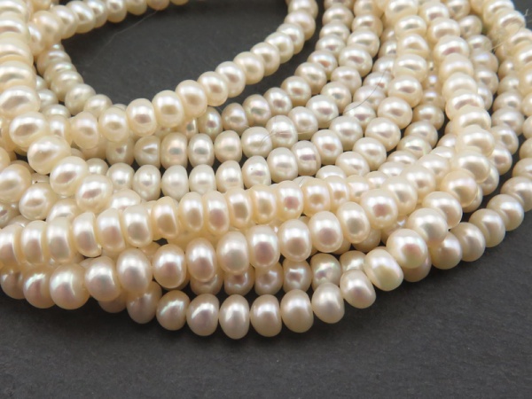 Freshwater Pearl Button Beads 5mm ~ 16'' Strand