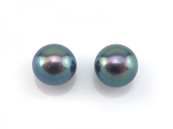Freshwater Pearl Peacock Button ~ Various Sizes ~ Half Drilled ~ PAIR