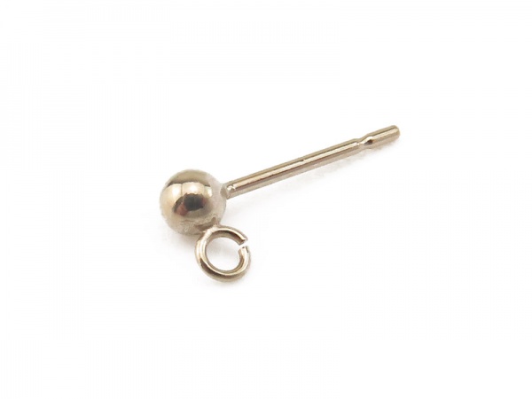9K Gold Ear Post with Ball and Ring 3mm