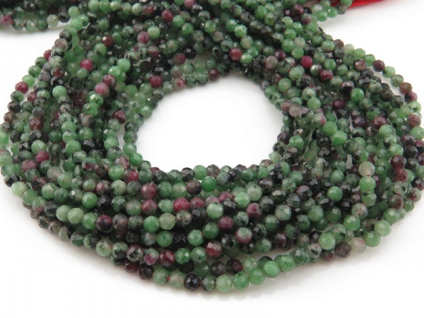 Ruby Zoisite Faceted Round Beads 3mm ~ 12.5'' Strand