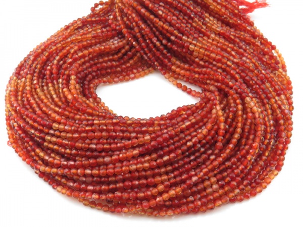 AAA Carnelian Faceted Round Beads 2.75mm ~ 12.5'' Strand