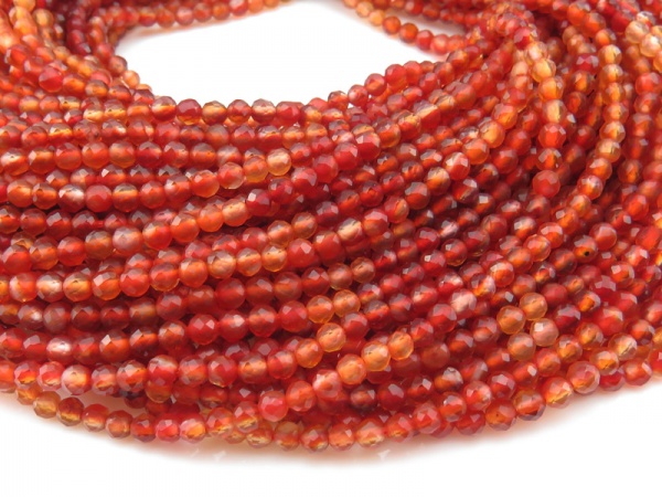 AAA Carnelian Faceted Round Beads 2.75mm ~ 12.5'' Strand