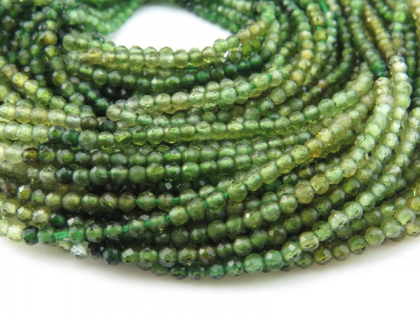 AA Green Tourmaline Micro Faceted Rondelles 2mm ~ 13'' Strand