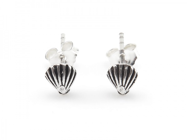 Sterling Silver Shell Studs  ~ PAIR