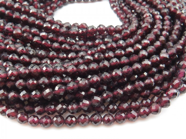 AA+ Rhodolite Garnet Micro-Faceted Round Beads 4mm ~ 12.5'' Strand