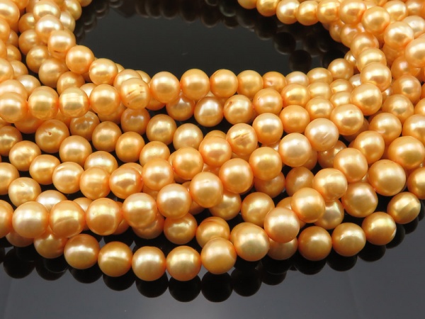 Freshwater Pearl Golden Yellow Potato Beads 7mm ~ 16'' Strand