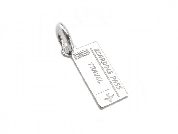 Sterling Silver Travel Ticket Charm 9.5mm