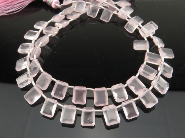 AAA Rose Quartz Emerald Cut Briolettes 7.5-8mm