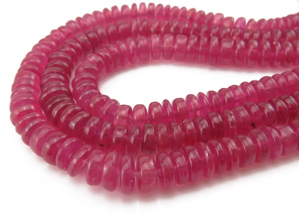 AA Pink Sapphire Smooth Rondelles 3.5-5.5mm ~ 17'' Strand
