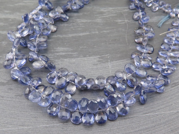 AA+ Iolite Faceted Pear Briolettes 7-8mm ~ 10'' Strand