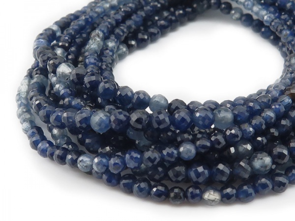 AA Blue Sapphire Faceted Round Beads ~ 9'' Strand ~ Various Sizes