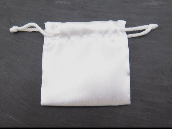 Satin Drawstring Bag 7cm x 7cm ~ White