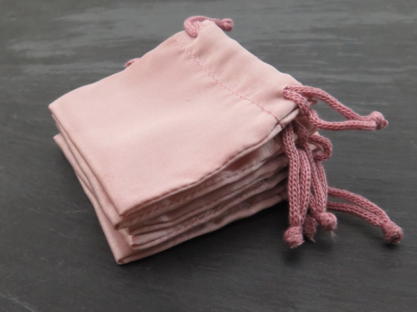 Satin Drawstring Bag 7cm x 7cm ~ Rose Pink