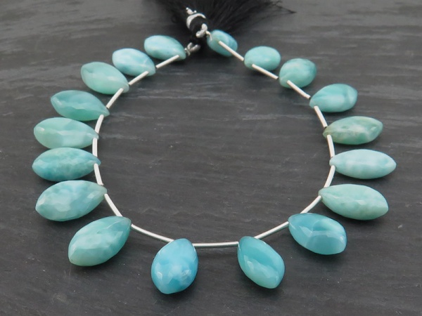 AAA Larimar Faceted Dolphin Briolettes ~ Various Sizes ~ 9'' Strand