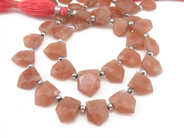 Peach Moonstone Fancy Cut Briolettes 9-11mm ~ 8'' Strand