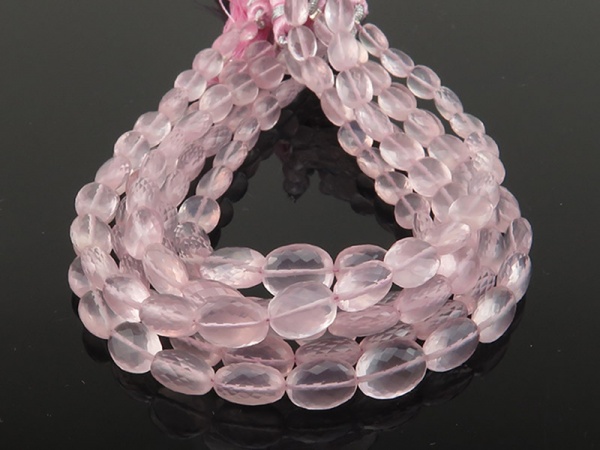 AAA Rose Quartz Micro Faceted Oval Beads 6-10mm ~ 8.5'' Strand