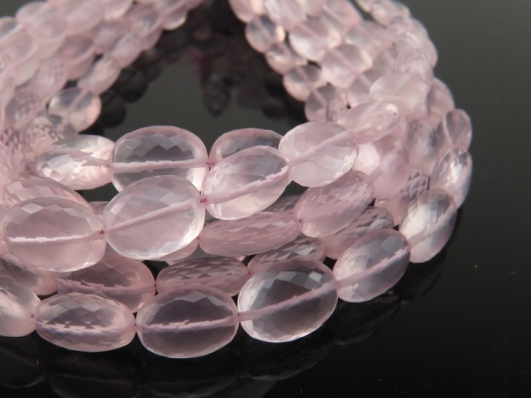 AAA Rose Quartz Micro Faceted Oval Beads 7-10mm ~ 8'' Strand