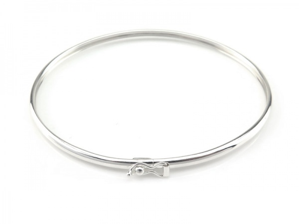 Sterling Silver Bangle with Clasp ~ 7.5''