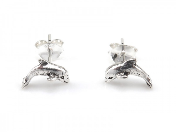 Sterling Silver Dolphin Ear Studs ~ PAIR