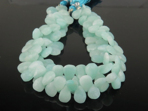AA Amazonite Faceted Pear Briolettes 9-10mm ~ 8'' Strand