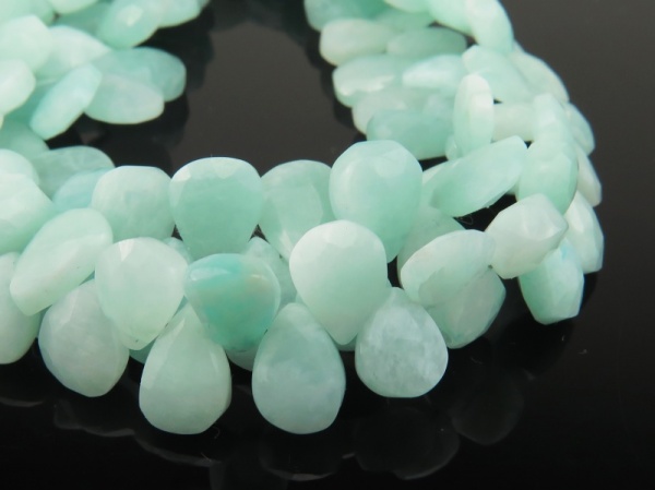 AA Amazonite Faceted Pear Briolettes 9-10mm ~ 8'' Strand