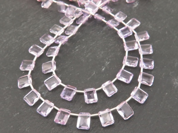 AAA Pink Amethyst Emerald Cut Briolettes 7.5-8mm