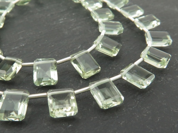 AAA Green Amethyst Emerald Cut Briolettes 7.5-8mm (14)